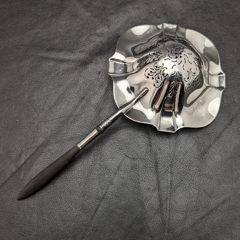 American Vintage Sterling Silver Tea Strainer with Wooden Handle
